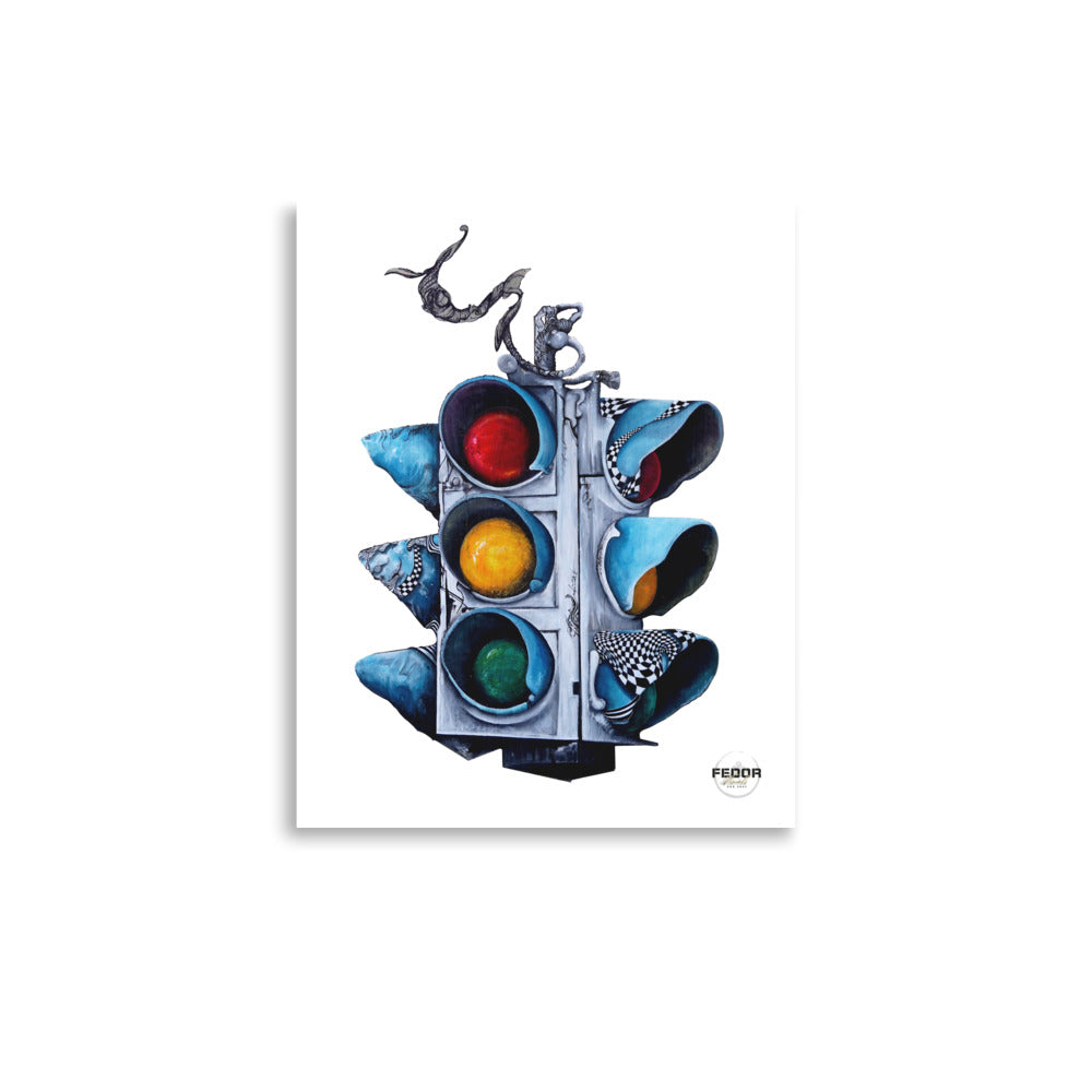 BLUE TRAFFIC LIGHT 11"x14" Print